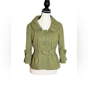 Anthropologie Tabitha Light Green Cropped Peacoat Portrait Collar Women's Size 4
